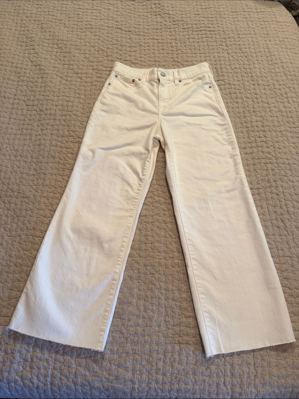 J. Crew Off-White Wide-Leg Crop Jeans